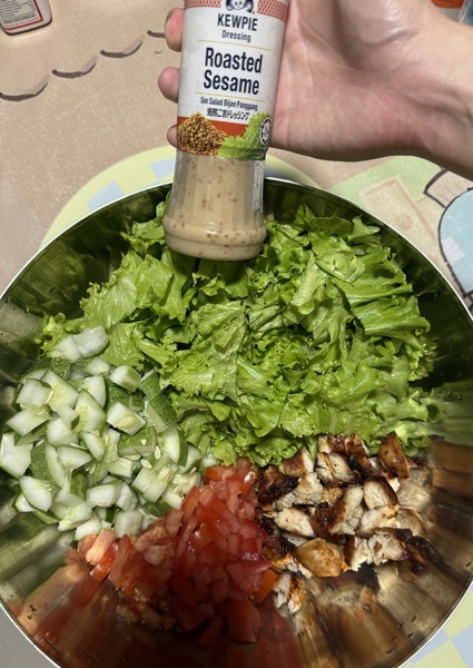 Roasted sesame chicken with salad