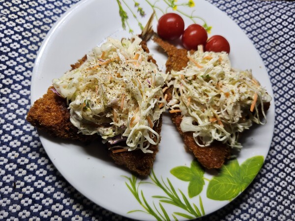カット野菜で鯵フライのソースに