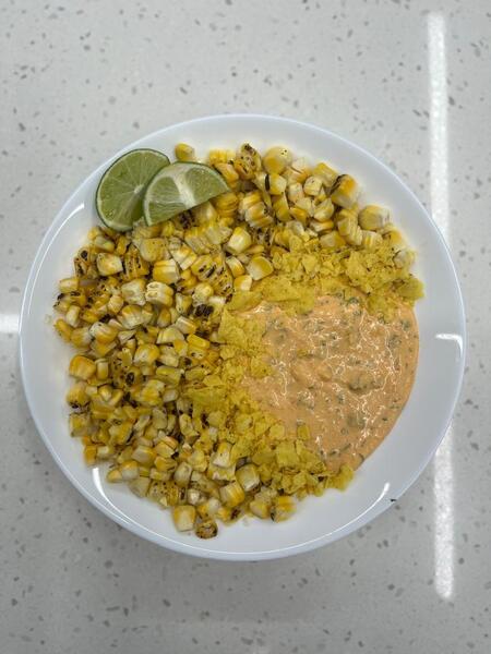 Elotes style salad (Grilled Mexican Corn)