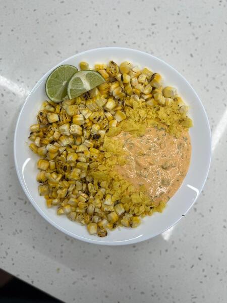 Elotes style salad (Grilled Mexican Corn)