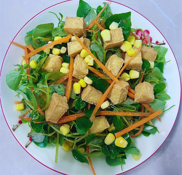 Watercress Salad with Crispy Tofu and Sesame Dressing