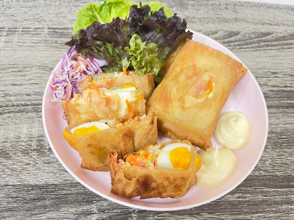 Fried Lumpia Egg & Coleslaw Kani Salad