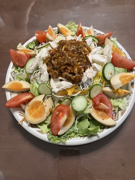 タマゴと野菜の棒棒鶏風サラダ