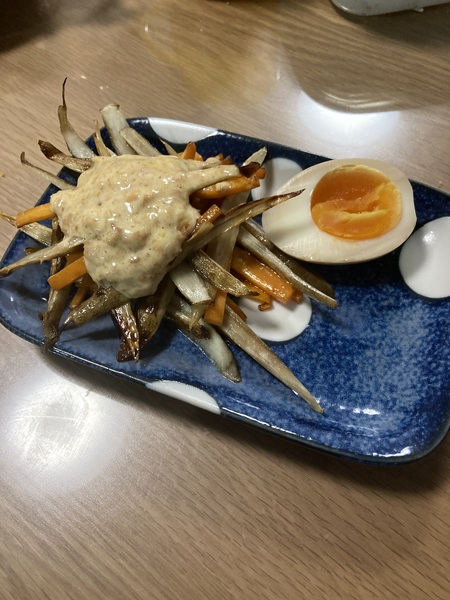 【ソースが決め手】根菜のごまマヨがけ【混ぜてかける】