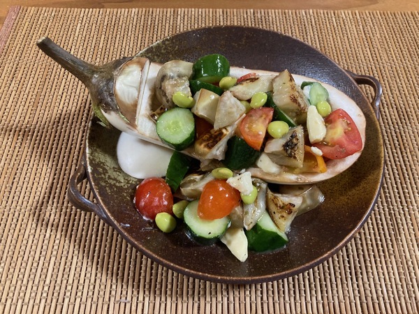 家庭菜園の夏野菜サラダ